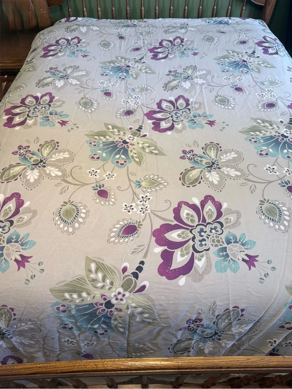 Cynthia Rowley Purple and Teal Floral Duvet Oversized Queen Cover